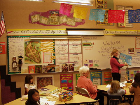 Katie's classroom and her teacher